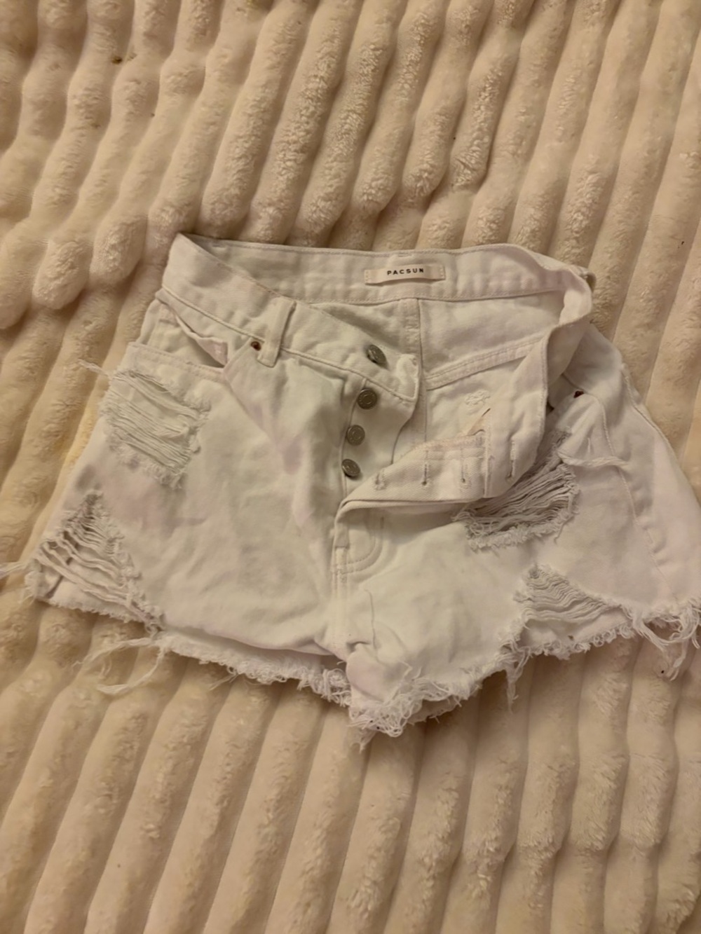 PacSun White Distressed High-Rise Denim Cutoff Shorts